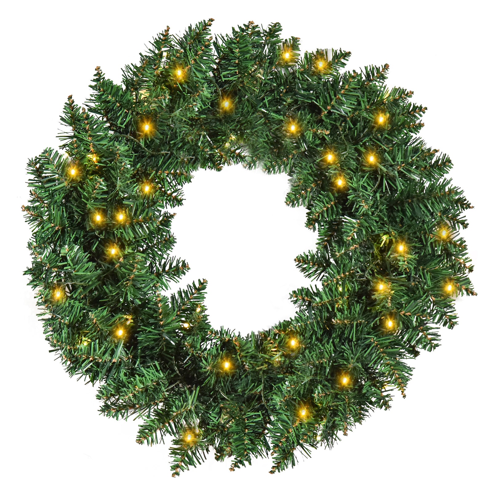 55CM Pre-lit Christmas Wreath with 50 Warm White LED Ideal Xmas Artificial Door Decoration