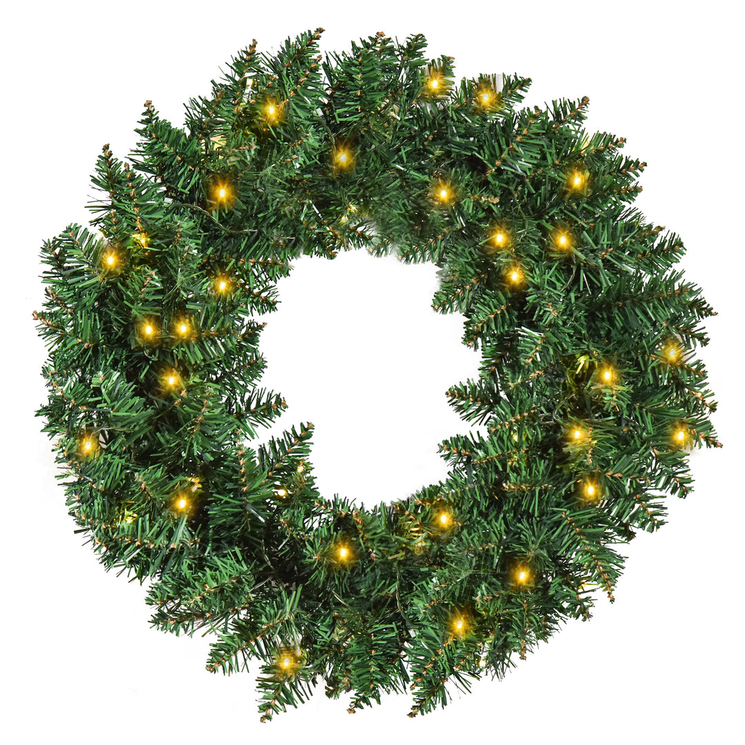 MCL 55CM Pre-lit Christmas Wreath with 50 Warm White LED Ideal Xmas Artificial Door Decoration