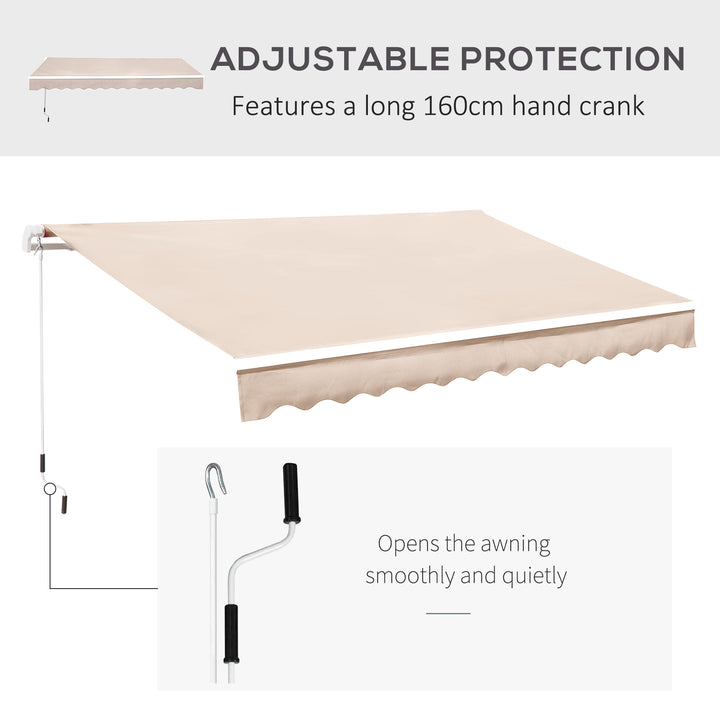 Manual Retractable Awning, 3x2.5 m-Ivory White