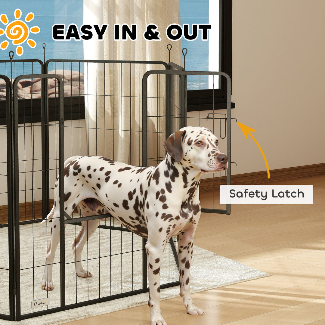 6 Panels Dog Playpen, Portable Detachable Puppy Pen with Door, for Large Dogs, 100cm High, Grey