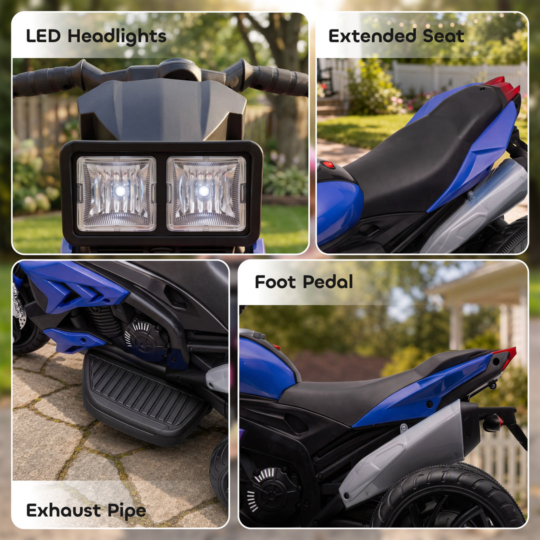 Kids Electric Motorcycle Ride-On Toy, 3-Wheel Battery-Operated Motorbi