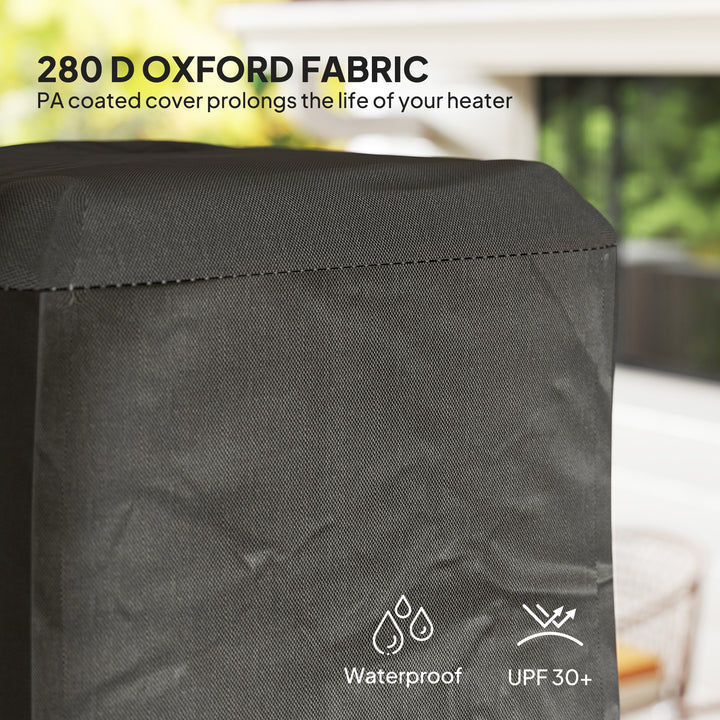 Heavy Duty Gas Pyramid Patio Heater Cover, Full Length Outdoor Heater Cover Protector, UPF 30+ Oxford Fabric with Zipper, Black