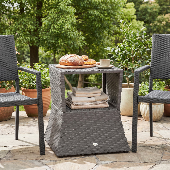 Rattan Outdoor Coffee Table, Wicker Garden Patio Bistro Side Table wit