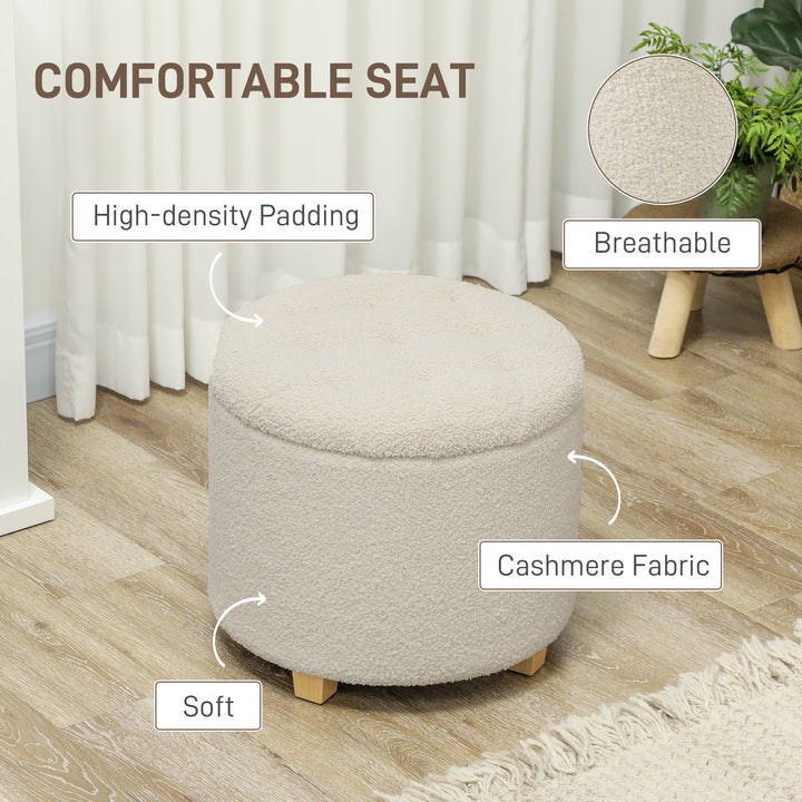 40.5L Teddy Fleece Storage Ottoman - Cream White
