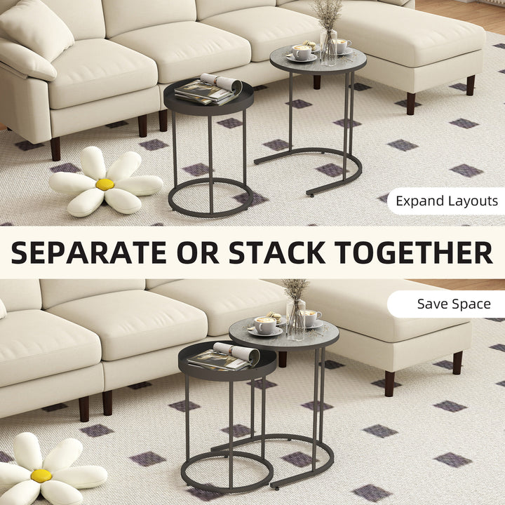 MCL Round Nesting Side Table Set of 2 - Grey