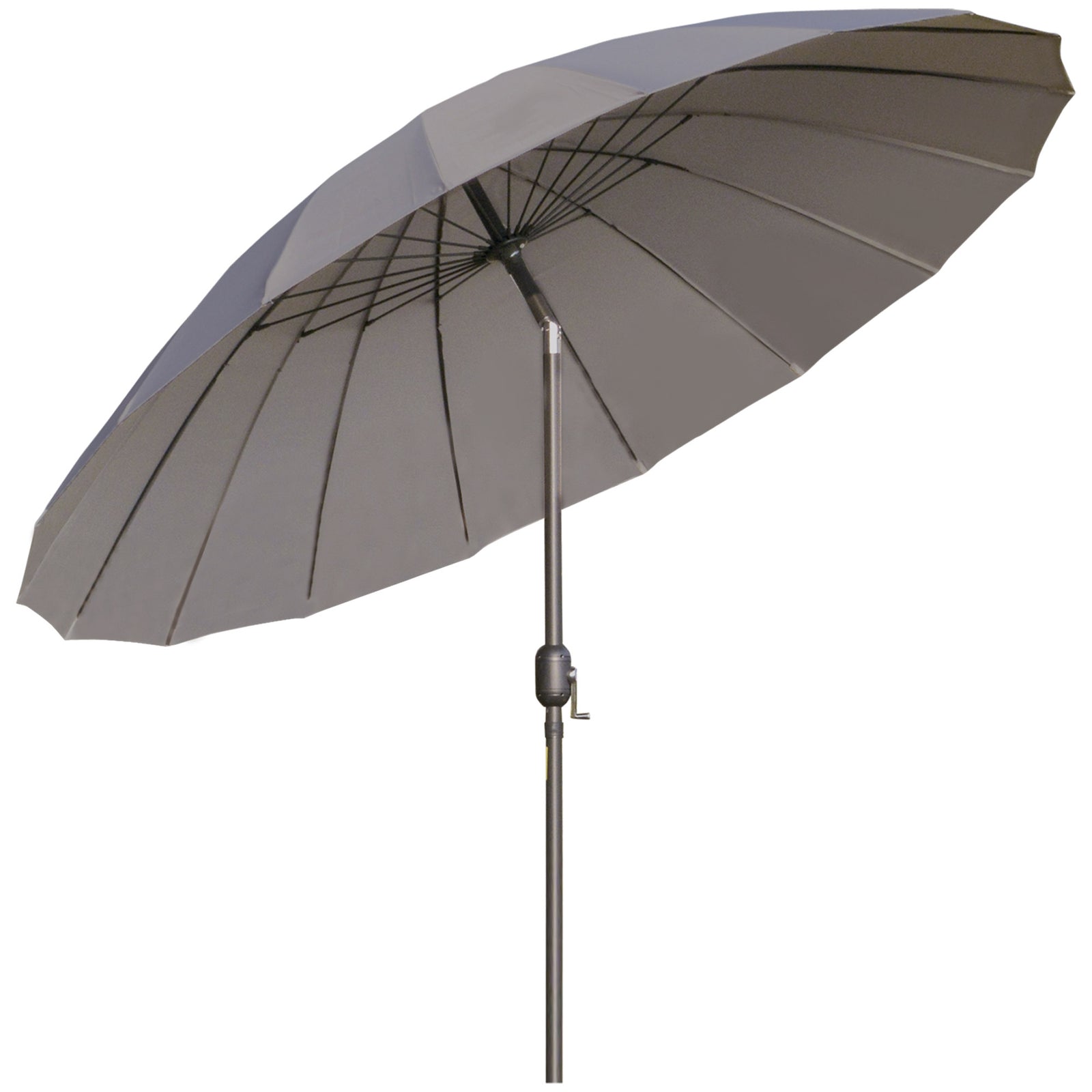 2.5m Shanghai Garden Parasol Umbrella with Crank & Tilt, Adjustable Outdoor Sun Shade, Grey