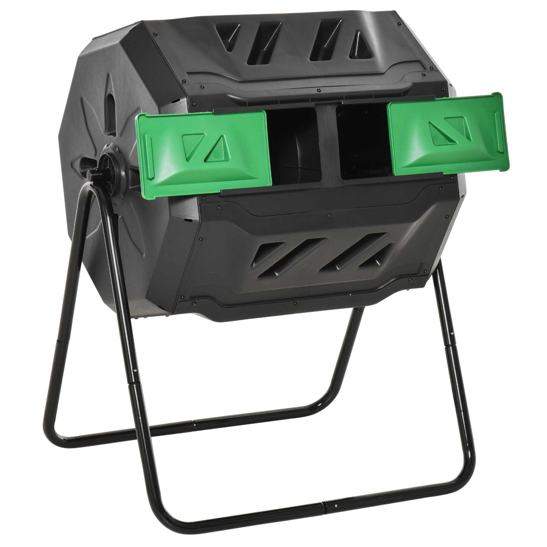 MCL 160L 360° Rotating Dual Chamber Composter - Black