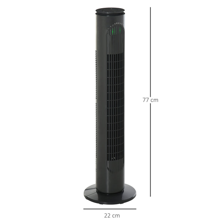 HOMCOM Tower Fan, 30'', with 3 Speeds, 3 Modes, 10h Timer, 70鎺?Oscillation, LED Display, Remote Control, Dark Grey | Aosom UK