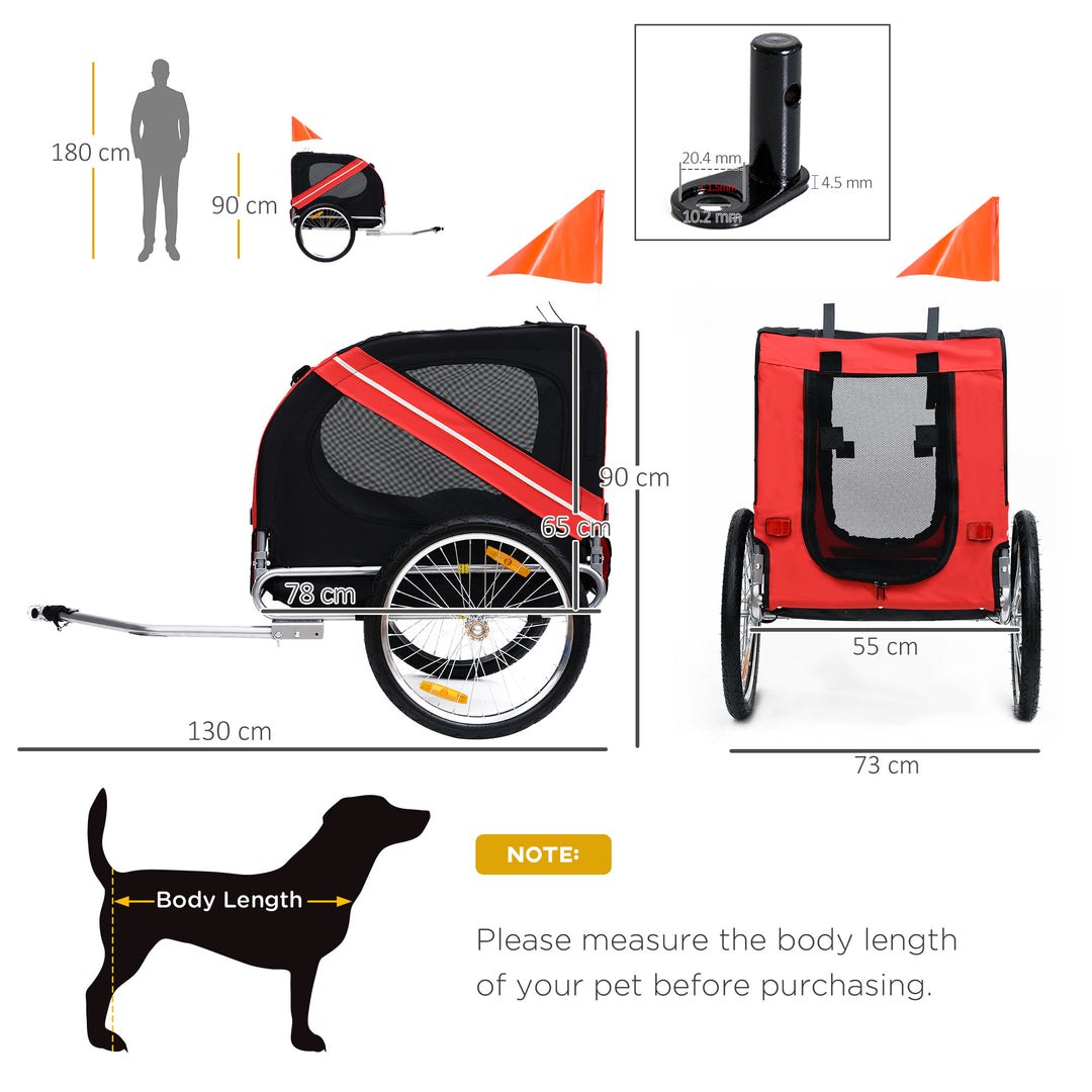 Bicycle Pet Trailer in Steel Frame-Red/Black