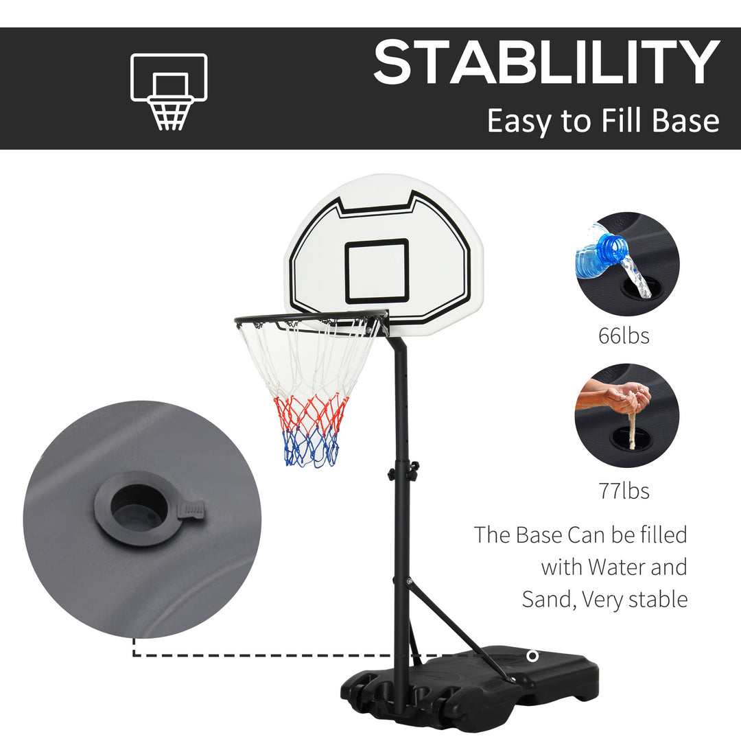 HOMCOM Basketball Stand 94-123cm Basket Height Adjustable Hoop For Kids Adults Suitable for Pool Side