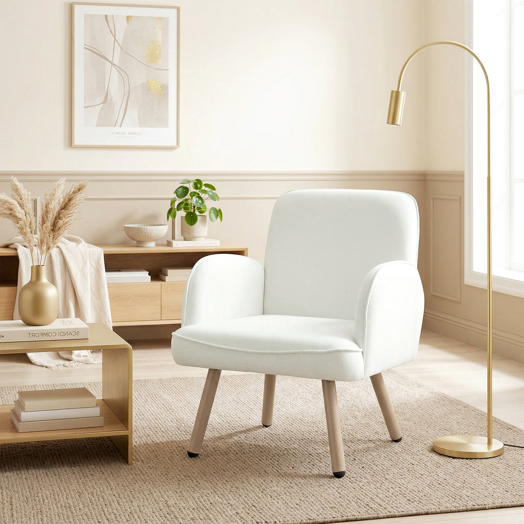 Lounge Chair Velvet Upholstered Armchair with Spring Cushion for Livin