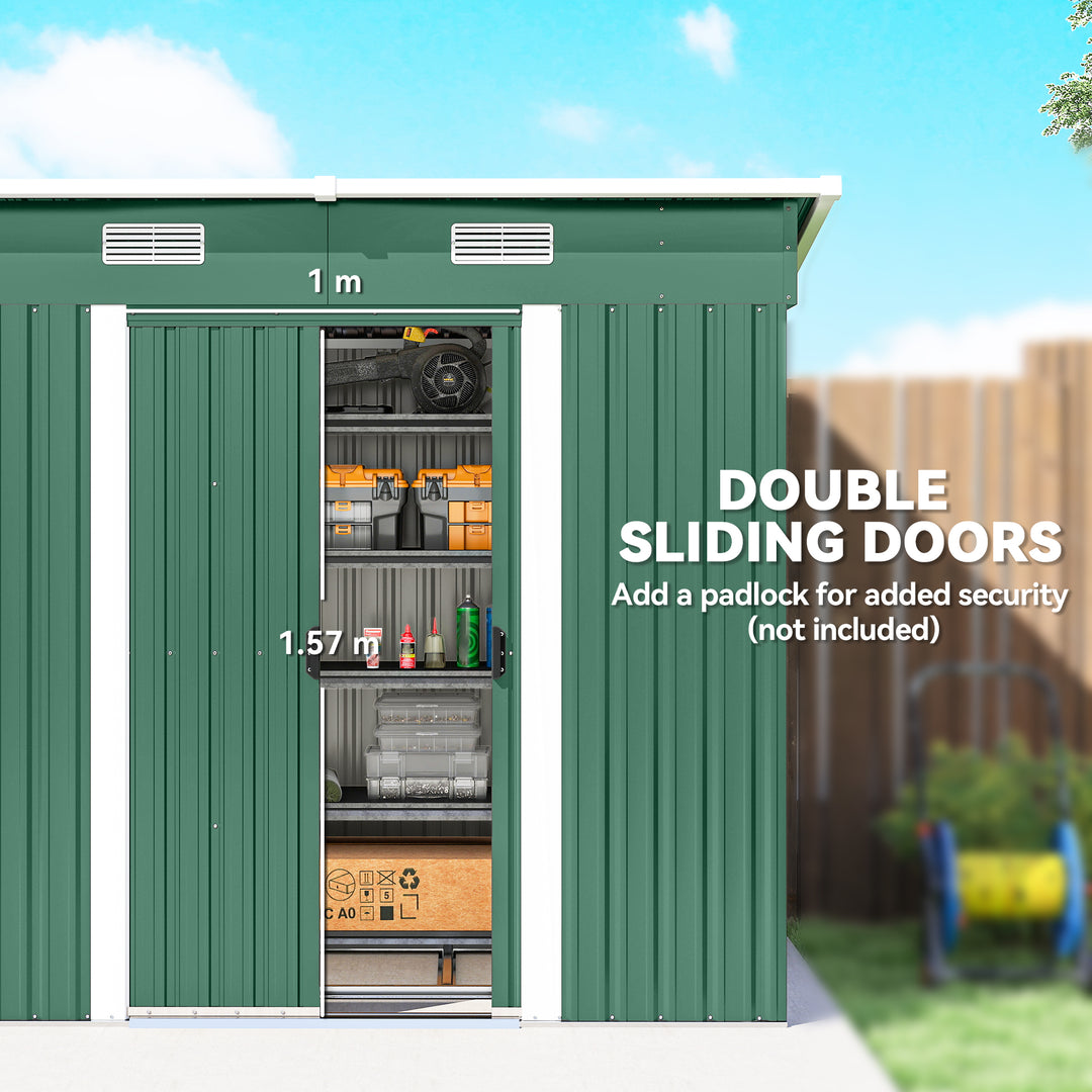7 x 4ft Outdoor Storage Shed with Foundation Kit, Lean to Metal Garden