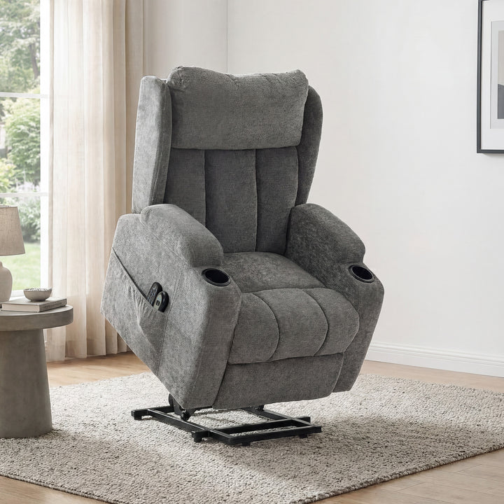 Power Lift Recliner Chair with Vibration Massage and Heat, Chenille Ri