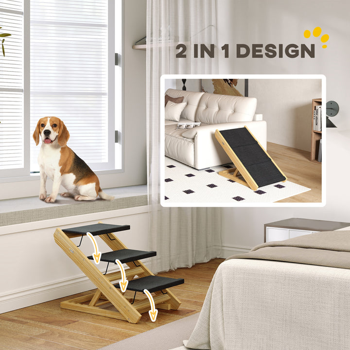 Adjustable Dog Steps Dog Ramp, 3-Step Non-slip Pet Stairs for Medium S
