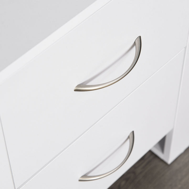 HOMCOM Bedside Duo: Sleek Nightstands with Dual Drawers, Metallic Handles & Raised Base, Bedroom Companion, Set of 2, White | Aosom UK