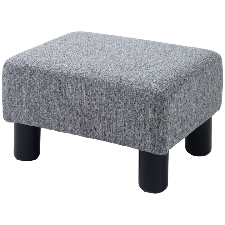 HOMCOM Linen Fabric Footstool Ottoman, Cube Design, with 4 Plastic Legs, Compact and Versatile, Grey | Aosom UK