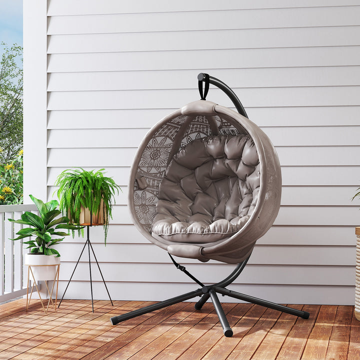 Round Egg Basket Chair, with Steel Stand, Sand