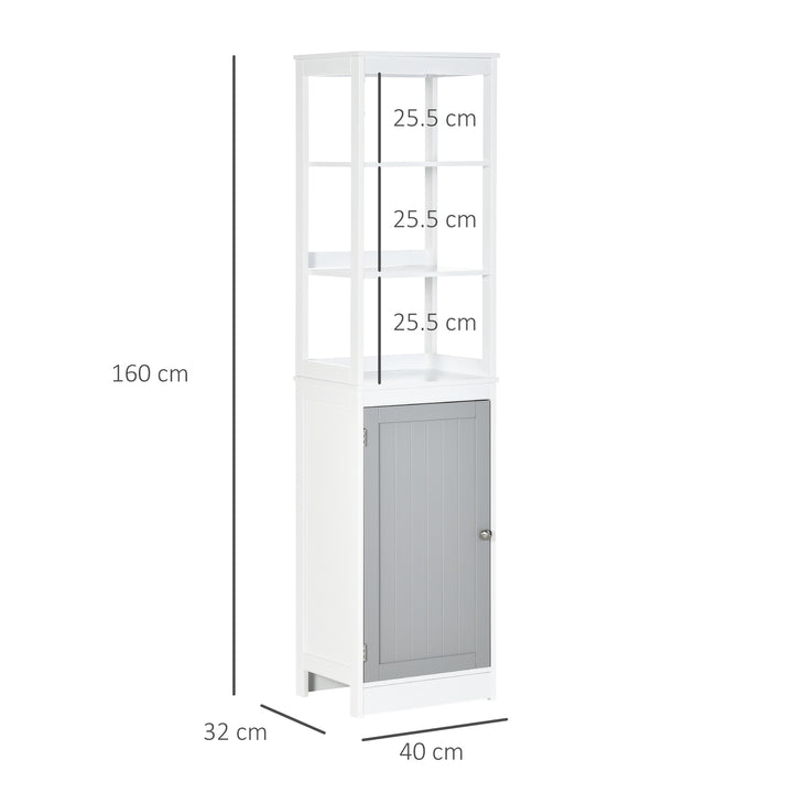 MCL Tall Bathroom Cabinet Free Standing Slimline Cupboard Tallboy Unit Storage Organiser for Bathroom, Living Room, Kitchen