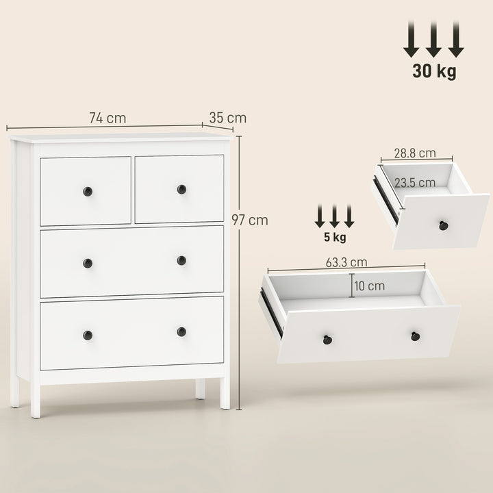 Modern Chest of Drawers, 4 Drawer Dresser Clothes Storage Organiser fo