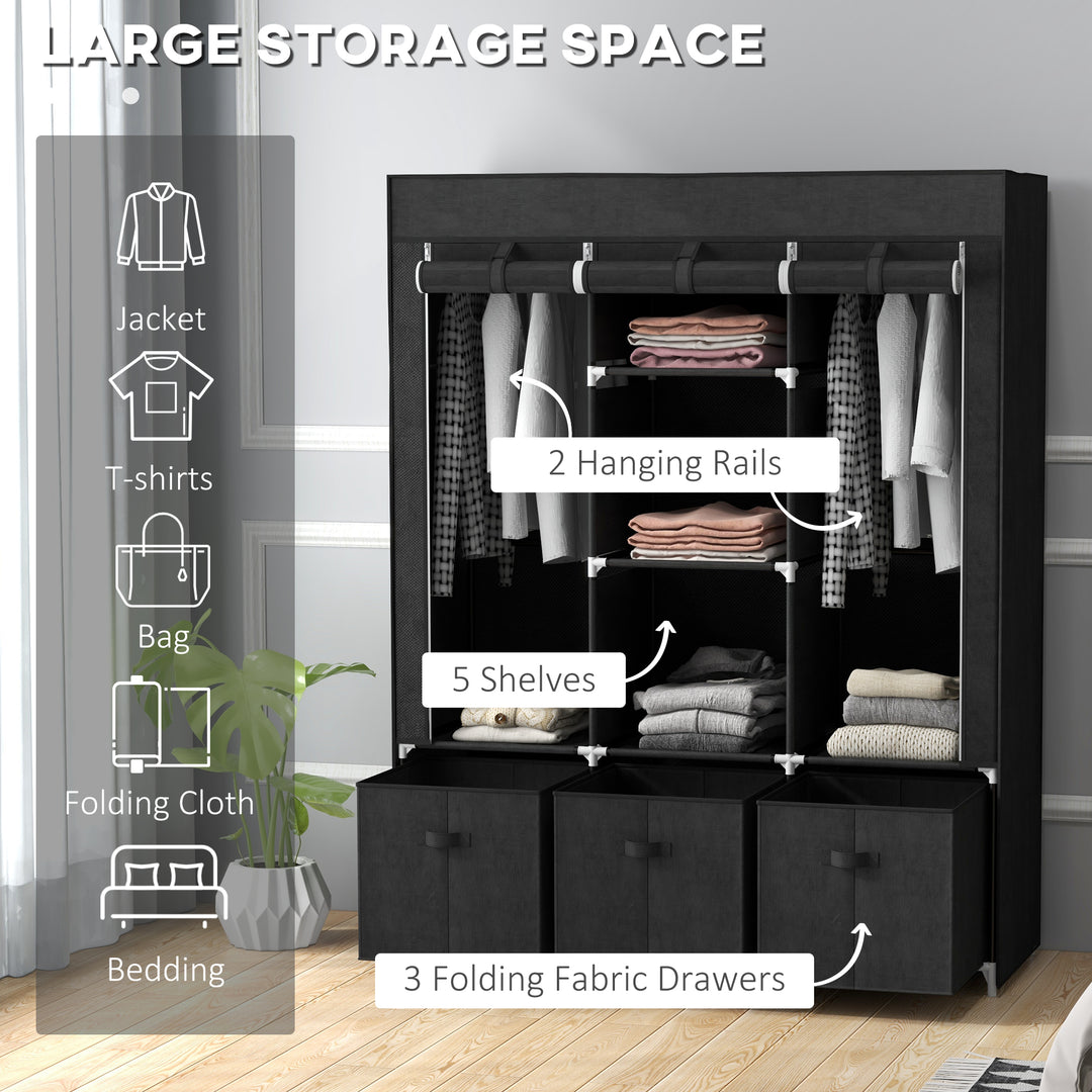 Foldable Fabric Wardrobe for Bedroom, Portable Wardrobe with 5 Shelves