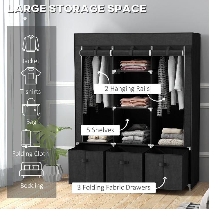Foldable Fabric Wardrobe for Bedroom, Portable Wardrobe with 5 Shelves