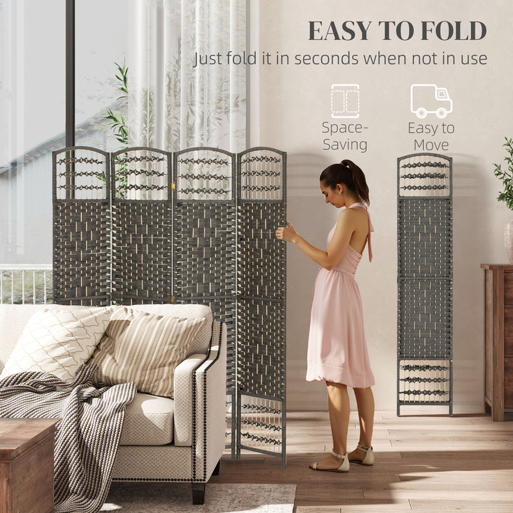 4 Panel Folding Privacy Screen, Room Divider with Pine Wood Frame for 