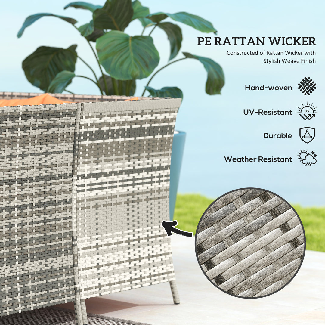 7-Seater Patio wicker Sofa Set Rattan Chair Furniture w/ Glass & Cushioned, Orange