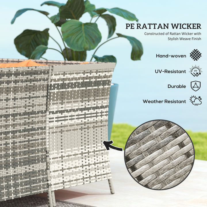7-Seater Patio wicker Sofa Set Rattan Chair Furniture w/ Glass & Cushioned, Orange