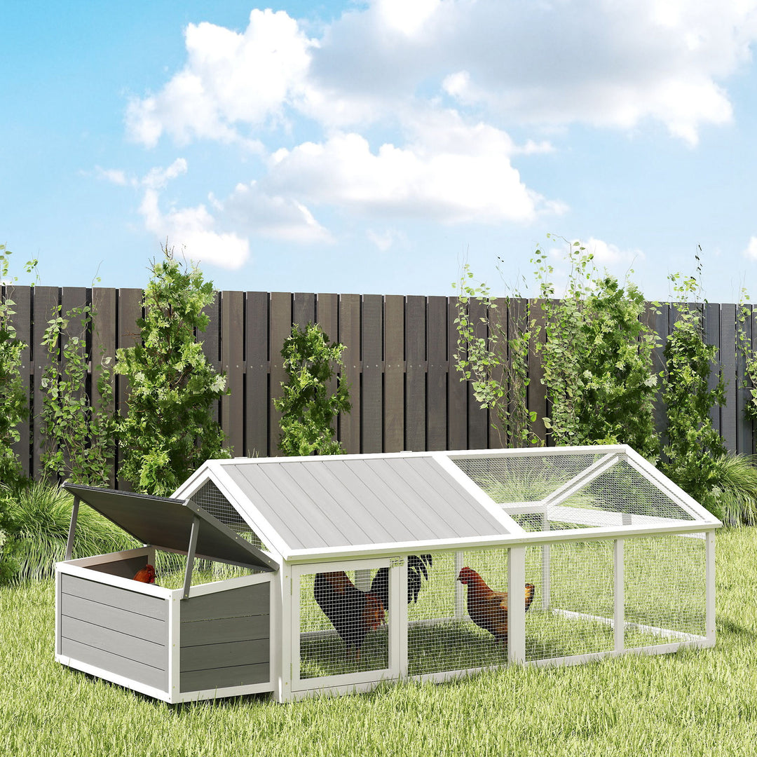 Wooden Chicken Coop with Nesting Box, Openable Roof, for 4-8 Chickens, White