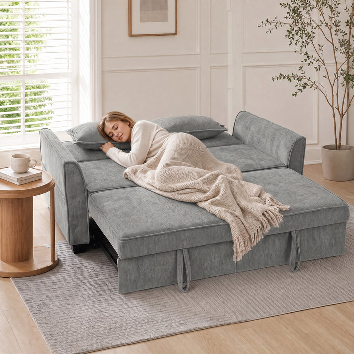 2 Seater Sofa Bed, 4-in-1 L-Shaped Convertible Pull-Out Sleeper Sofa w