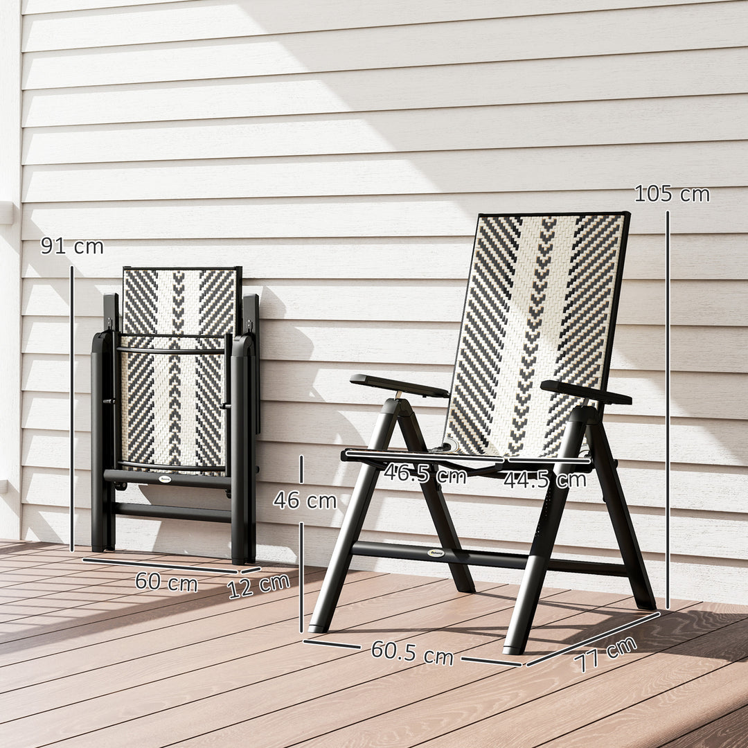 Rattan Reclining Garden Chairs - Black