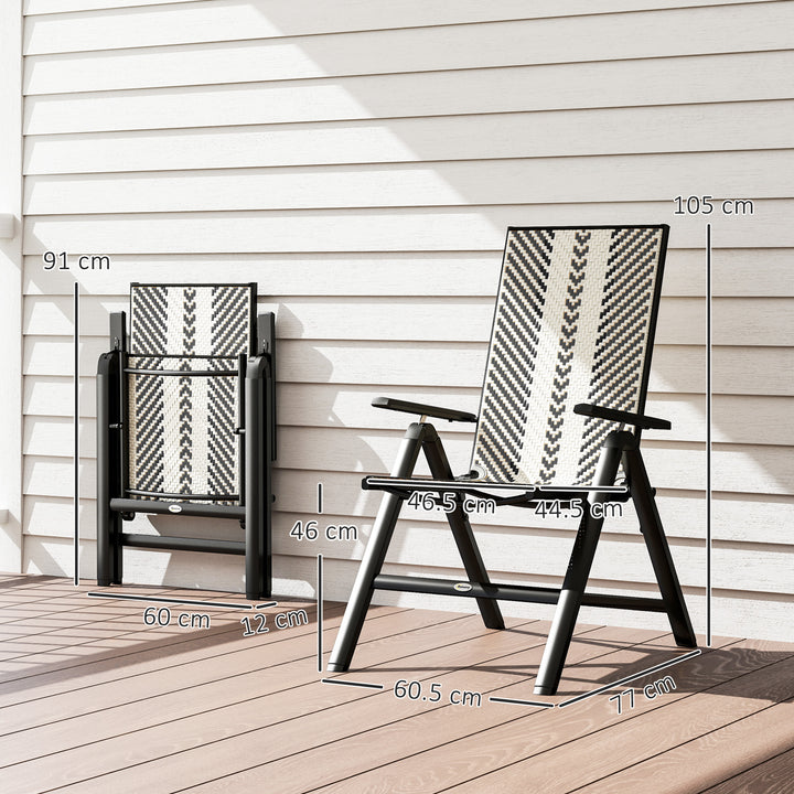 Rattan Reclining Garden Chairs - Black