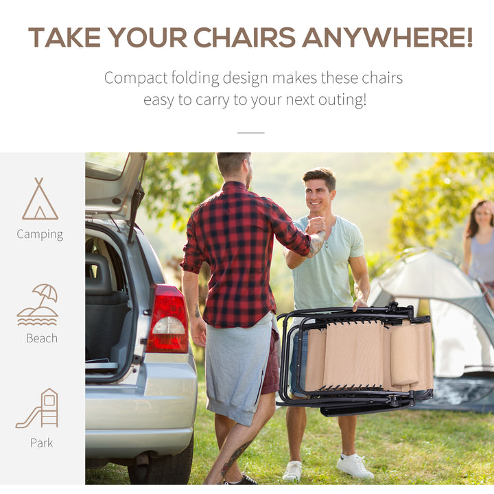 MCL Foldable Reclining Garden Chair with Headrest, Zero Gravity Deck Sun Lounger Seat Chair with Footrest, Armrest, Cup Holder & Canopy Shade, Beige