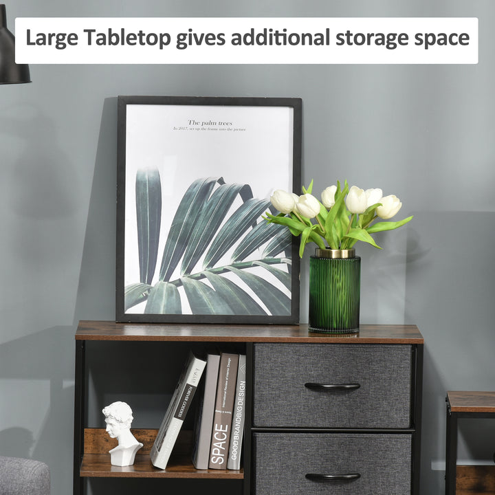Chest of Drawers Storage Dresser Cabinet Organizer with 3 Fabric Drawers and 2 Display Shelves for Living Room, Bedroom, Hallway, Black
