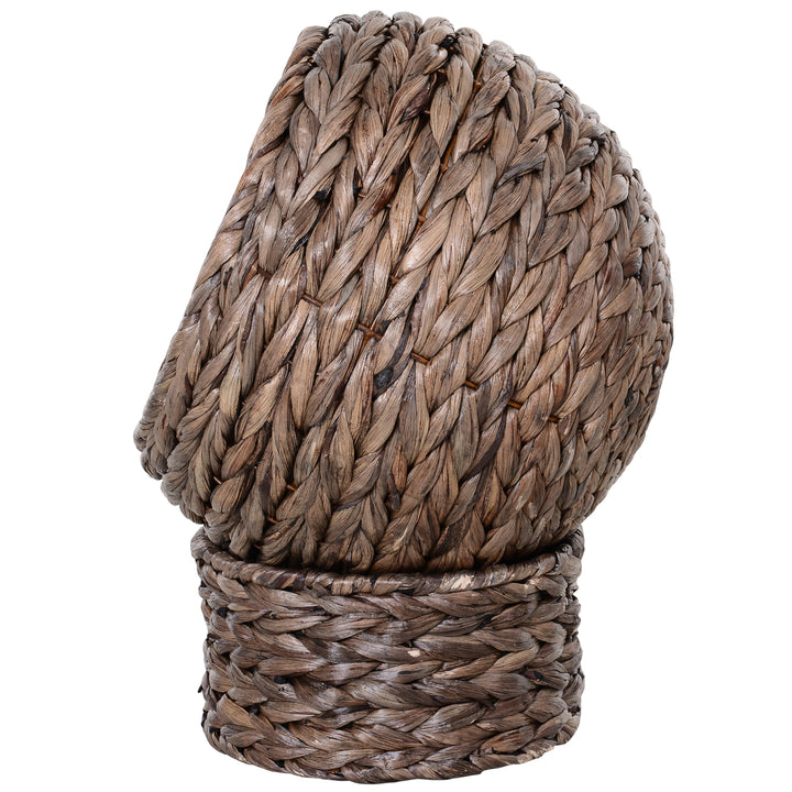 PawHut Wicker Cat Bed, Raised Rattan Cat Basket with Cylindrical Base, Soft Washable Cushion, 42 x 33 x 52cm - Brown | Aosom UK