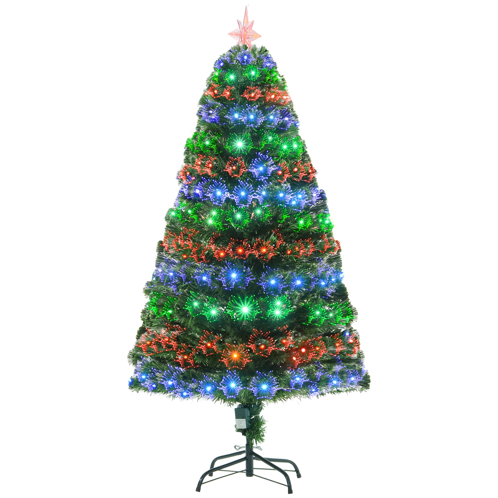 5 Feet Prelit Artificial Christmas Tree with Multi-Coloured Fiber Optic LED Light, Holiday Home Xmas Decoration, Green