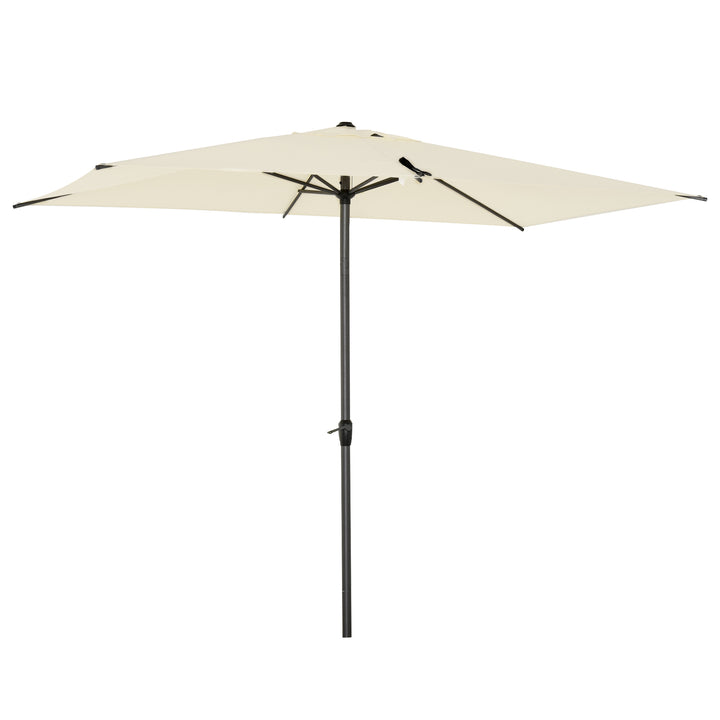 Outsunny Waterproof 3 x 2M Sun Parasols Umbrellas Garden Patio Tilt Sun Shade Outdoor Canopy Crank Aluminium, Beige | Aosom UK