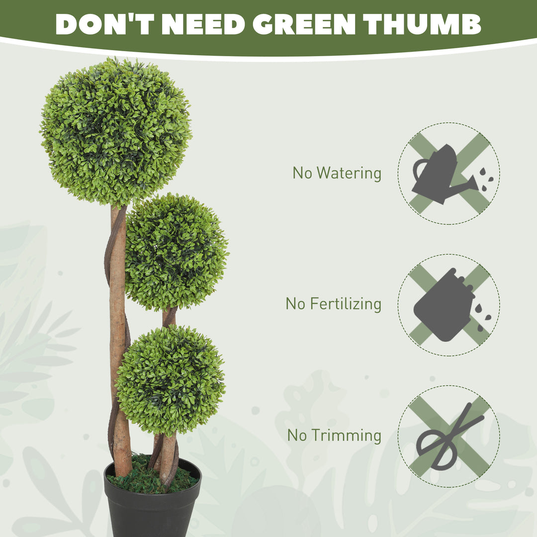 Decorative Artificial Trees Boxwood Ball Topiary Trees Set of 2 in Pot