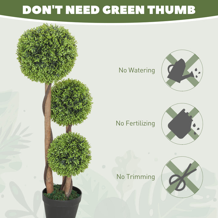 Decorative Artificial Trees Boxwood Ball Topiary Trees Set of 2 in Pot