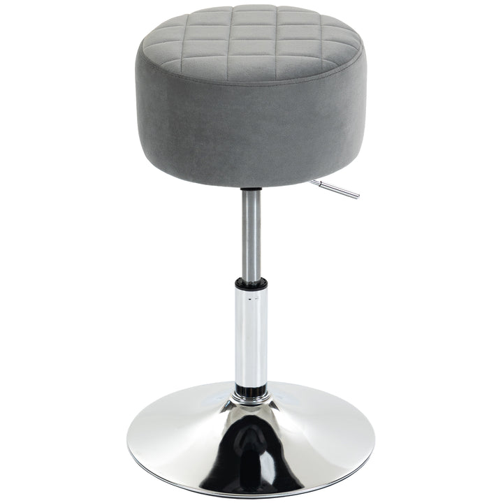 Bar Stool Adjustable Swivel Chair Velvet-Feel Seat 1 Piece, Grey