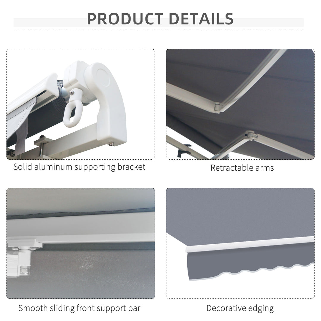Manual Retractable Awning, size (4m x3m)-Grey