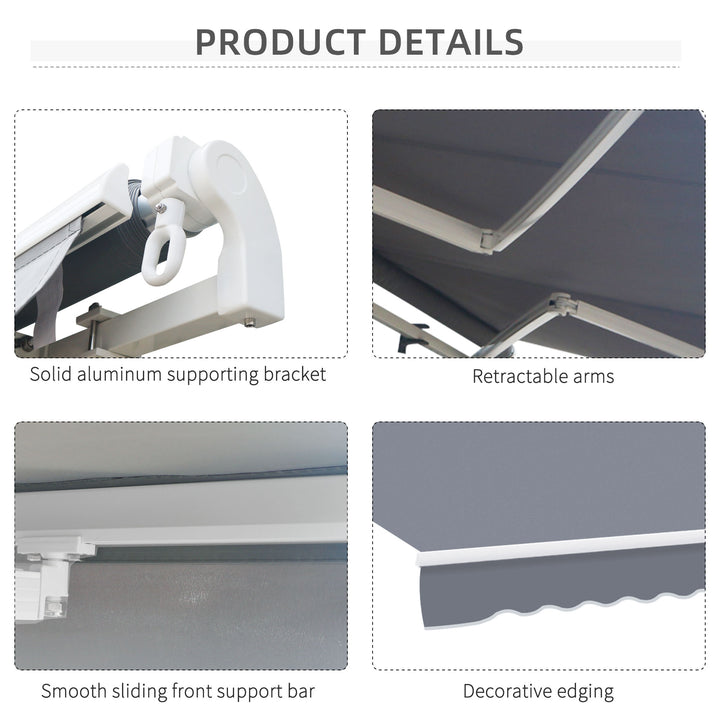Manual Retractable Awning, size (4m x3m)-Grey
