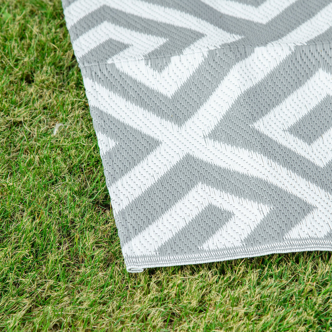 Outdoor Rug Reversible Mat Plastic Straw Rug Portable RV Camping Mat for Garden Picnic Indoor, 152x243cm, Light Grey