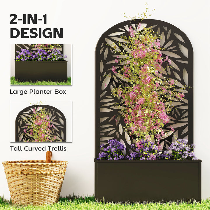 Metal Garden Bed for Garden with Trellis, Wall Mounted or Freestanding
