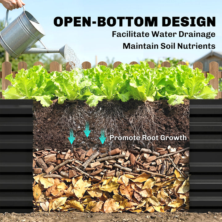 Raised Beds for Garden, Galvanised Steel Outdoor Planters with Multi-r