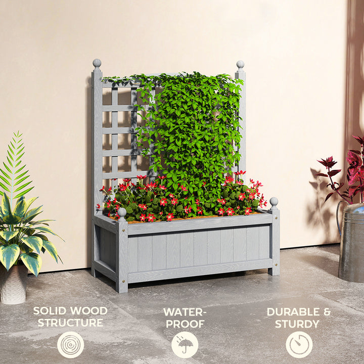 Garden Planters with Trellis for Climbing Vines, Wood Raised Beds for 