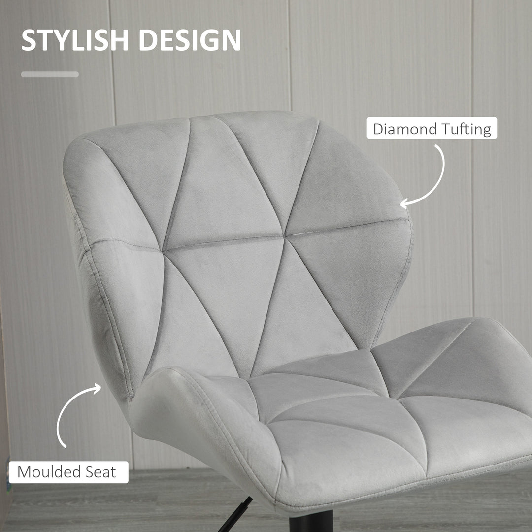 MCL Adjustable Bar Stools Set of 2, Armless Upholstered Swivel Counter Chairs, Barstools with Back, Footrest, Light Grey