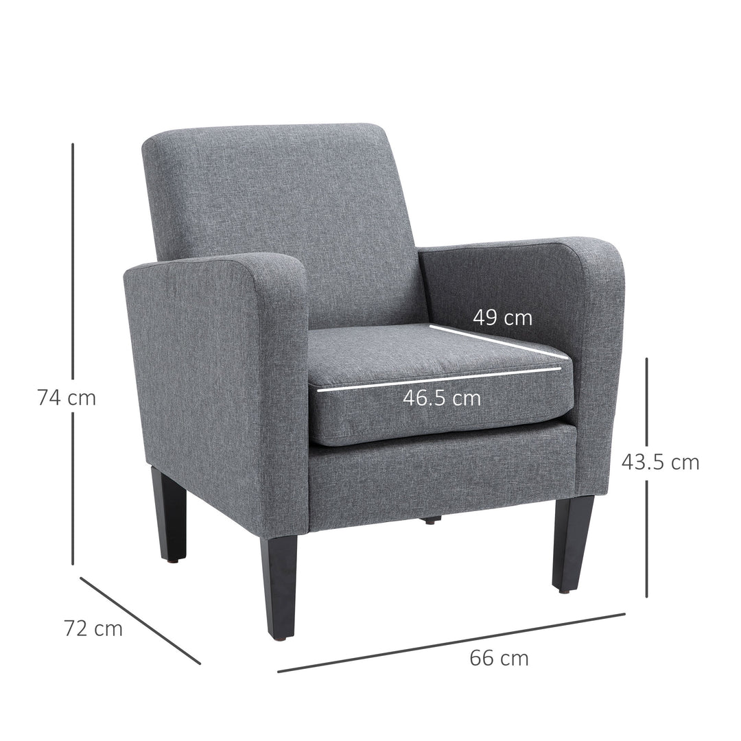 HOMCOM Linen Single Armchair, with Padded Seat - Grey | Aosom UK