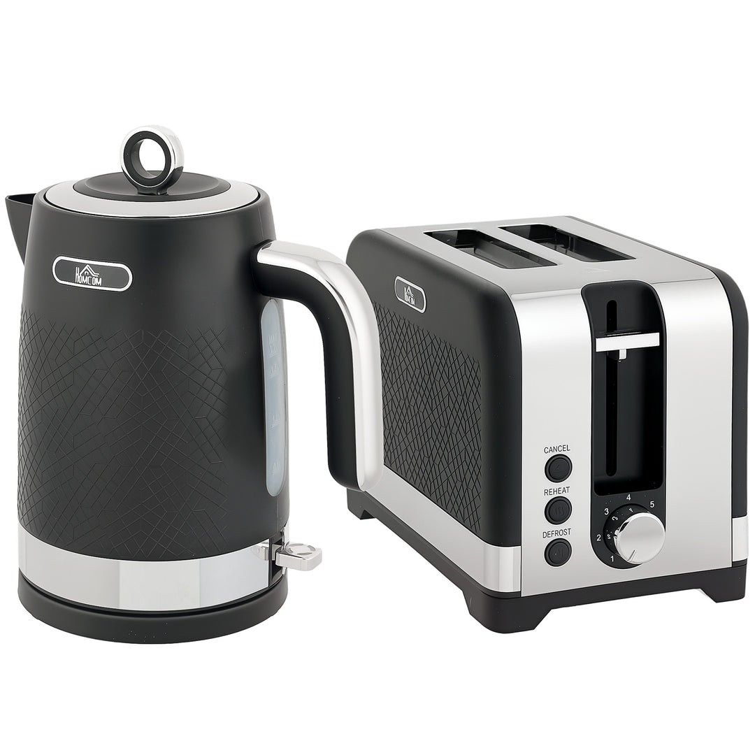 MCL Sleek Textured Kettle and Toaster Set - Black