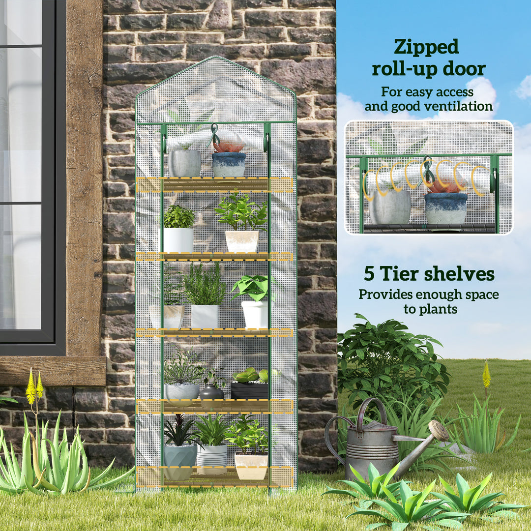 193cm Five Shelf Mini Greenhouse - White